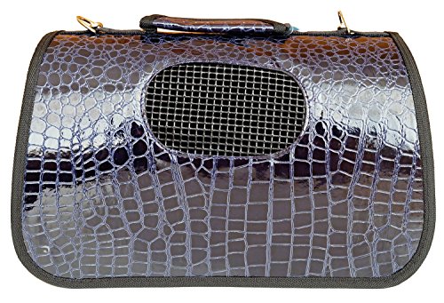 BPS (R) Portador Transportín Bolsa Bolso de Cuero Artificial, Imitación Piel de Cocodrilo para Perro, Gato, Mascotas, Animales,Tres Tamaño S/M/L 51x26x29cm BPS-2127AZ (Azul, L)