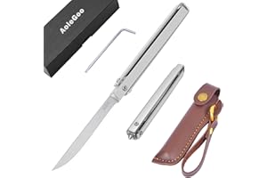 Aolegoo Navaja Plegable Con Funda, Cuchillo Plegable, Cuchillo EDC Camping (Plata)