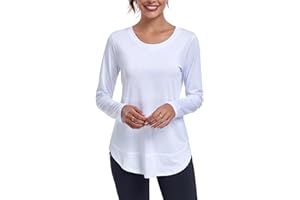 Deaviya Womens Long Sleeve Sports Tops UK, Sport Yoga T-Shirt Workout Running Tops, Crew Neck Quick Dry Golf Activewear Ladies Gym Sports Top
