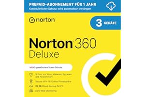 Norton 360 Deluxe 2023 | 3 Device | 1-Year Subscription with Automatic Renewal | Secure VPN and Password Manager | PC/Mac/Android/iOS | FFP, Activation Code via Email
