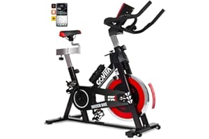GOVITA Cyclette da casa magnetica professionale, ultra silenziosa 5dB, con app e schermo LCD, sedile comodo, supporta fino a 120kg, ideale per allenamento aerobico indoor.