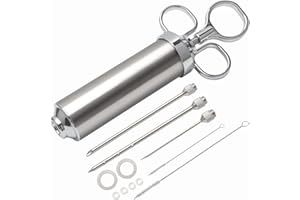 YoHold Seringue Alimentaire,Seringue à Marinade, Injection de Marinade, injecteur de Viande avec 3 Aiguilles Professionnelles pour BBQ Boeuf, Poulet,fumoir ; 60ml, Manuel d'utilisation Papier