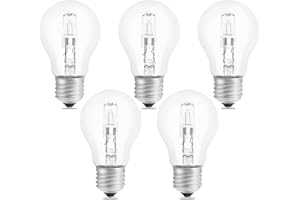 SCNNC Ampoule Halogène E27 A55 42W Dimmable, AC220-240V, 650LM Blanc Chaud 2700K, Transparent Ampoule Globe E27 Halogene pour Plafonnier, Lampe de bureau, Applique, Lampadaire, Lot de 5
