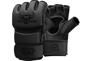 BEASTRAGE MMA-handskar för män och kvinnor, kampsportsmössor Grappling Sparring, ventilerad handflata, VEGAN-läder, Cage Fighting, Muay Thai, Kickboxning, Boxningsväska, Boxning, Kickboxning