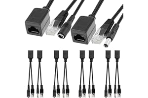 Xiatiaosann Répartiteur PoE 12V Injecteur Adaptateur Ethernet RJ45 Power Over pour Caméra de Sécurité IP avec Connecteur DC 5,5 x 2,1 mm RJ45, 4 Paires