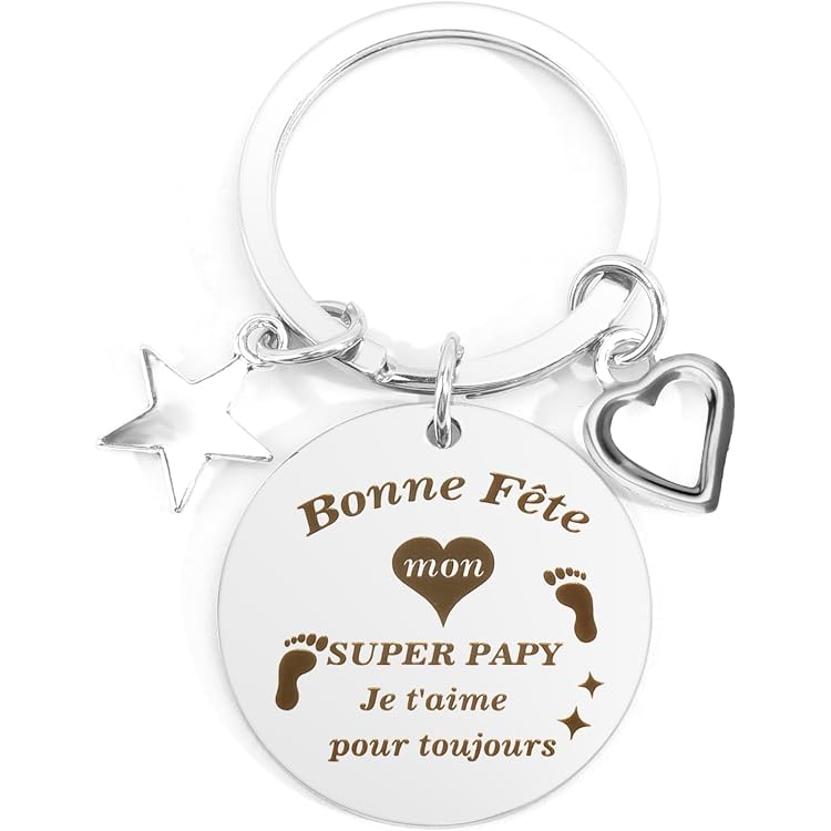 Porte-clés Personnalisé Pour Papy – Gravure Cadeau Grand-père – Acier Inoxydable 3x3cm – Idée Cadeau Noël, Fête Des Pères