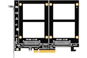 GLOTRENDS PU21 2 Ports Adaptateur U.2 SSD vers PCIe 4.0 X8, supporte 2 x U.2 SSD ou Soft Raid, sans Fonction Splitter PCIe (Carte mère à Bifurcation PCIe requise)