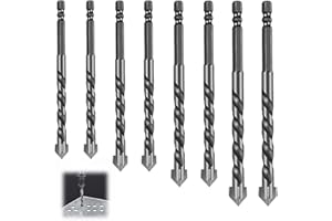 YUANYUU 8 Piezas Juego de Brocas Hormigon, Ø6/8/10/12 mm Juego de Brocas Porcelanico Profesional, Juego de Brocas Vástago Hexagonal para Mampostería, Cerámica, Pared, Cemento (Negro)