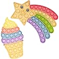 BDSHUNBF 2PCS Fidget Toy, Push Pop Fidget Toy, Bubble Poppet Fidget Toy, Rainbow Pop It Sensory Toy, Sensory Bubble Popper, Fidget Stress Autism Relief Toy for Kids, Friends, Gift
