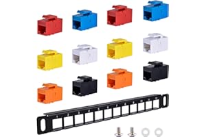 GeeekPi Panel de conexión de 10" 0,5U-12 Puertos con Conector Clave Cat6-RJ45 para gabinetes de Red DeskPi RackMate T0/T1/T2/rack de servidores