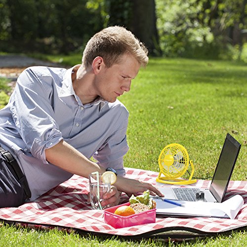 TROTEC TVE 1Y Mini USB Ventilator / Fan / Lüfter in Sunny Yellow, geräuscharm mit An/Aus-Schalter, 360° Neigungswinkel, ideal für Schreibtisch Laptop Notebook, oder unterwegs (gelb) - 6