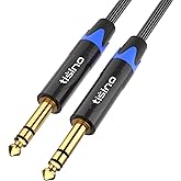 Tisino 6,35 mm TRS-Kabel, 6,3mm Klinke auf 6,3mm Klinke Stereo Audio Kabel Instrumentenkabel Symmetrisches Kabel für Gitarren