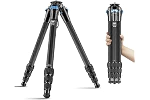 SIRUI 120cm Carbono Trípode de Viaje AM-284, Trípode para Cámara con Patas de 4 Secciones, Compacto Trípode Fotografía para Videocámara, DSLR, Profesional Trípode Estable, Carga Máxima 15KG