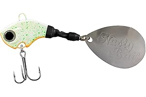 ‎NASTY BAIT Jig Spinner 22g/ Raubfischköder/extra großes, poliertes Spinnerblatt/aktive Modelle/Mustad Karbonstahl Haken/Länge 8cm für Barsch, Hecht, Rapfen, Zander und Wels
