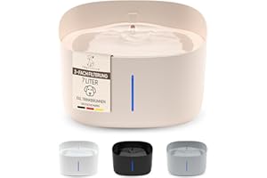 PRETTYPAW Pretty PAW® Fontaine à eau, pour chien, super silencieuse, avec réservoir d'eau de 7 l, sans BPA, avec filtre et LED, facile à nettoyer