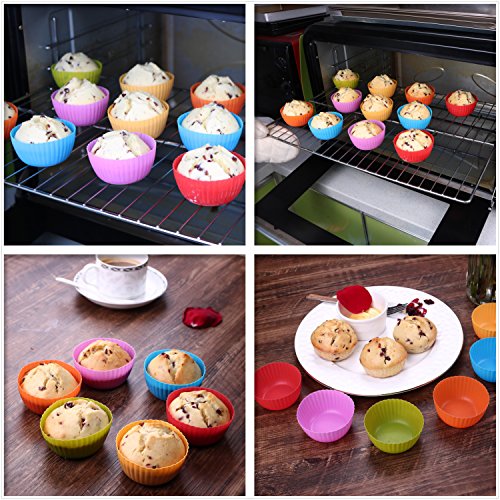 Silikon Muffin Backförmchen,Liflicon [Kochen-Master] Wiederverwendbare Kuchenform, 12er-Pack, FDA und LFGB Zertifizierung. [Mehrfarbig] - 6