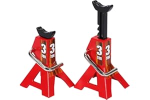 Haptufer 2 pièces en métal 3 tonnes Simulé Cric Hauteurs Réglable Réparation Support Scène Outil pour 1/10 TRX4 D90 CC01 RC Escalade Voiture Rouge