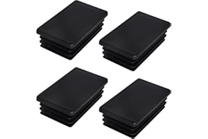 SKIR'CO 4 tapones rectangulares de plástico de 40 x 70 mm, tapas de tubo mate, insertos de tubo rectangulares, tapones para postes de valla, color negro RAL 9005