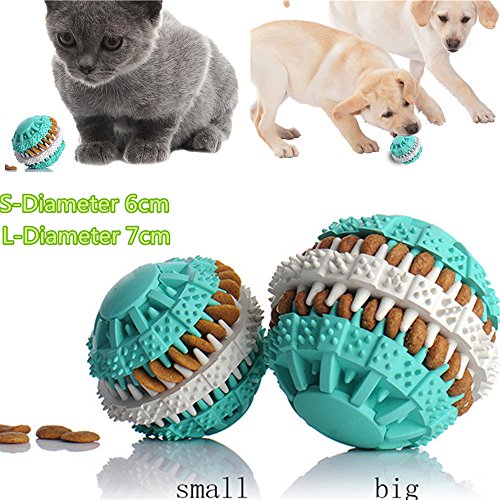 Preisvergleich Produktbild Zyurong Hundespielzeug Ball , Leckerli-Ball, mit Dental-Zahnpflege-Funktion / aus Gummi, Kauspielzeug für Hunde, Welpen, Spielzeug, Training (7 cm)