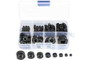 XWCHASA DIN 985 nakrętki samoblokujące, zestaw 128 sztuk, nakrętki zabezpieczające, nakrętki zabezpieczające, nakrętki zaciskowe, rozmiar 8 M2,5, M3, M4, M5, M6, M8, M10, M12
