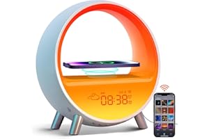 Dekala Despertador con Simulación de Amanecer y Atardecer, Wake-up Light con Wireless Charger de 15W, Control Táctil y por App, Compatible con Alexa