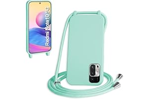 WenBaby Handykette für Xiaomi Redmi Note 10 Pro 4G Hülle mit Band,Handyhülle mit Schnur zum Umhängen Silikon Seil Necklace Schutzhülle mit Kordel Tasche Case TPU Bumper - Pfefferminzgrün