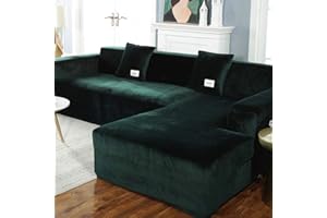 DMGY RPixc Plüsch Sofabezug Samt Elastisches Leder Ecke Schnitt Für Wohnzimmer Couchbezüge Set Sesselbezug L-Form Sitz Schonbezüge,Grün,4 Seater…