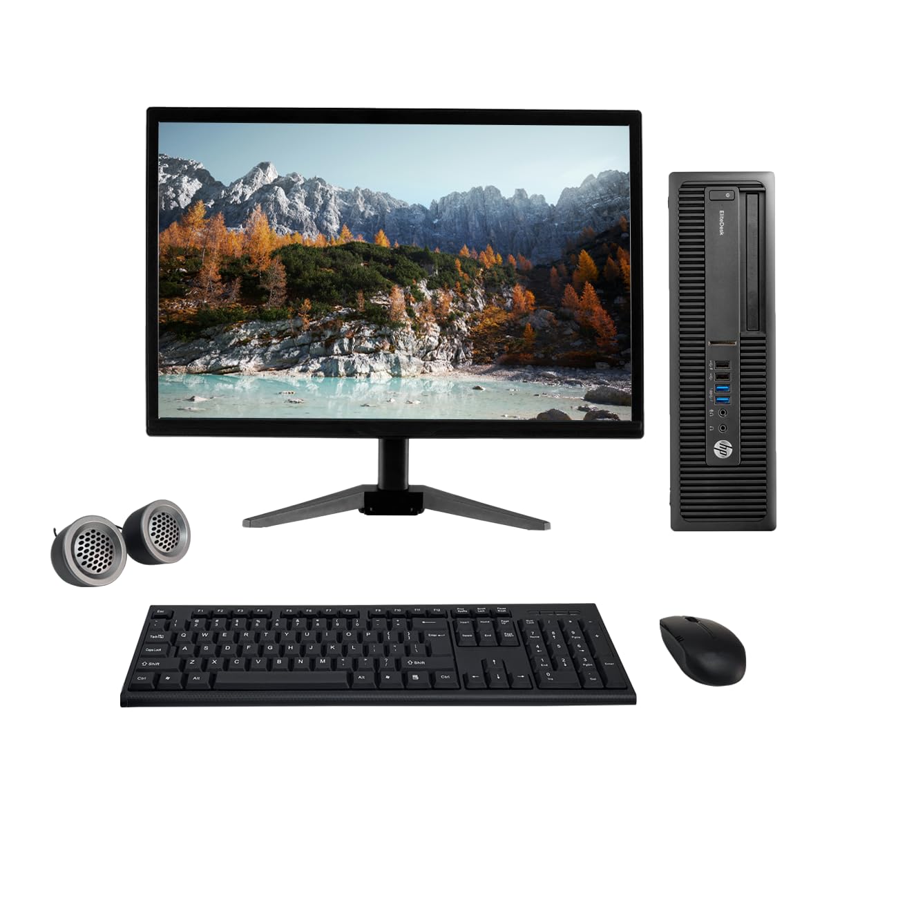 (Refurbished)HP EliteDesk 19" HD All-in-One Desktop Computer Set (AMD A10 Processor| 8 GB RAM| 256 GB SSD| 19" HD LED Monitor| Wireless KB & Mouse| Speakers| WiFi| Windows 10 Pro| MS Office)