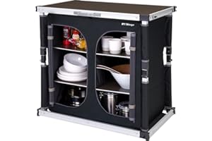 ‎BERGER BERGER Tampere M Campingküche │ Campingschrank faltbar mit Staufächern inkl. Tragetasche │ Outdoor Camping Küche Camping Küchenschrank faltbar mit Aluminiumgestell Campingschrank Küche