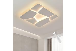 ZenithBeam Led Deckenleuchte FüR Schlafzimmer,Modernes Dimmbare Deckenlampe Mit Fernbedienung,Kreative Quadratische MattweißE Metall Deckenleuchte FüR Wohnzimmer,Kinderzimmer,BüRo,Diele 37 W,40 Cm