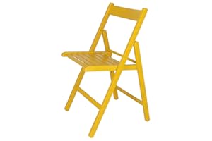 MUEBLEAR Aranaz | Silla Plegable | Diseño Moderno | Sillas Plegables y Ligeras para Exterior, Jardín o Terraza | Sillón con Reposabrazos y Respaldo | Asiento de Playa | Madera de Haya | Amarilla | 43x47x79 cm