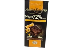 Antiu Xixona Chocolates Premium - Chocolate Negro 72% Cacao con Naranja - Sabor Intenso - Sin Gluten - Tableta de Chocolate Negro 72% Cacao con Naranja, 100 Gramos