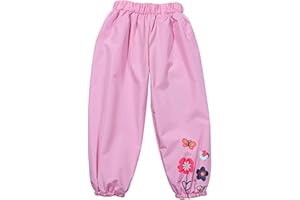 FAIRYRAIN Little Kids Girls Waterproof Lightweight Flower Rain Pants