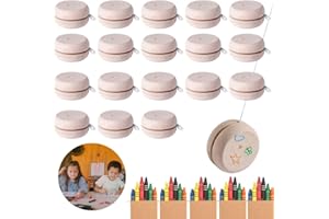 GENÉRICO Packs 25/50/100 Yoyos de Madera para Personalizar con Ceras de Colores - Yoyos para Cumpleaños Regalos Infantiles - Lote de Yoyos de Madera DIY (25)
