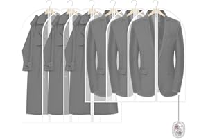 CDBUCC Suit Bags for Men, 6Pcs Garment Bags Sets 40inch/47inch Translucent Suit Carriers Dress bags Covers Long with Zip in Wardrobe,Clothes Covers Protector Bags,Clothes Storage Bag