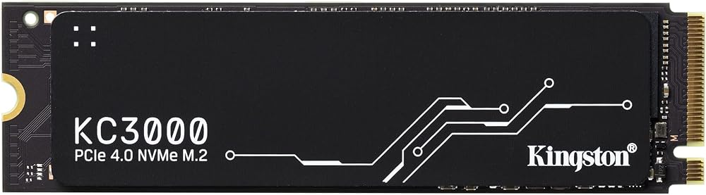 Kingston KC3000 PCIe 4.0 NVMe M.2 SSD - Masaüstü ve dizüstü bilgisayarlar için yüksek performanslı bellek -SKC3000S/1024G Siyah 1024GB