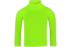 LOTMART Niños Liso Básico Entallado Manga Larga Cuello Vuelto Camisa