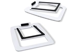 Sanyun SW601 Soportes para Altavoces de Escritorio Inclinados 15° para Altavoces Compactos de 2''-3'' para PC, Estantería o Monitor, Base de Acero y Almohadilla de Espuma Amortiguadora (Par, Blanco)