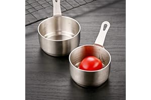 REACHMALL Casserole en acier inoxydable, casserole à nouilles, pot à lait, mini casserole antiadhésive, pichet à mousser pour la cuisine (argent (100 ml)