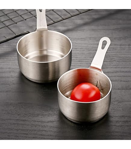 Melk pan boter warm, pot sap roestvrij staal melkpan mini saus pan anti-aanbaklaag kleine pan voor thuis keuken restaurant (zilver (80ML