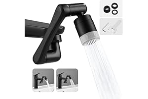 CHONGCIN Robinet À Rallonge Rotatif Avec 2 Jets,1440 Degrés Pivotant Aérateur De Robinet,Robinet D'Extension Multifonctionnel Rotatif,Embout Robinet Rotatif Salle De Bain,Mousseur Robinet Economie Eau Cuisine