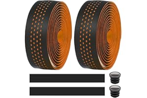 MOCNT 2 Rouleaux Ruban de Guidon de Vélo Guidoline Vélo Route Cuir Respirant EVA PU Antidérapant Absorbant Les Chocs Confort Bande Aadhésives avec Bouchon d'extrémité