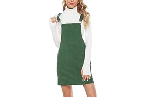 Dasongff Salopette Robe Femme Velours Côtelé, Salopette Jupe Grande Taille, avec Poches, Bretelles Ajustable, Couleur Unie, Salopettes Jupe à Bretelles A-Ligne Rétro pour Dame Fille Automne