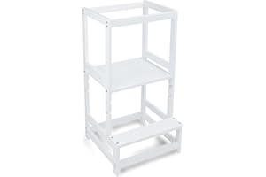 509 Crew Cliff Tour d'Apprentissage Ustensiles de Cuisine pour Enfants Plateforme Réglable en Hauteur Blanc