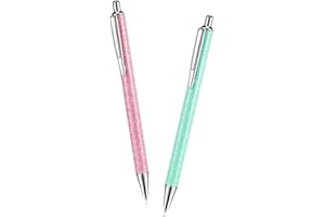 Epakh 2 Pieces Weeding Pen Vinyl Pen Pin Weeding Tool Fine Point Glitter Metal Vinyl Air Release or Car Puncturing Installation Retractable Craft Tool for DIY(Green, Pink)