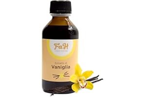 FAH FAMILY AT HOME Estratto di Vaniglia per Panettone e Dolci, Maxi Formato 100 ml, Vaniglia Bourbon del Madagascar, Aroma Alimentare per Dolci da Forno, Estratto Naturale con Alcool, Senza Zucchero