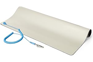StarTech Alfombrilla Antiestática, Superficie Antiestática para la Reparación de Electrónicos para Mesa, con Cable de Toma a Tierra Removible, ANSI/ESD S 4.1, 60cmx120 cm (LG-Anti-Static-Mat), Beige