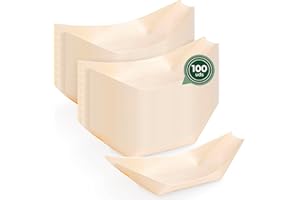 Horeca Collection MAXI PRODUCTS - Cuencos Desechable Madera - Cuencos Catering Aperitivos Desechable - Cuenco Cocktail - Barquillas Madera - PRÁCTICO Y APILABLE (8 x 6 x 1,5 cm, 100 unidades)