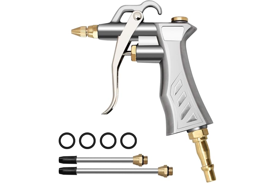 Air Blow Gun, Nozzle Duster Blow Gun Cleaner with 1 Blow Nozzle and 2 Air Flow Extension Dust Cleaning Air Compressor Accessory Tools Air Blowing Nozzle Gun