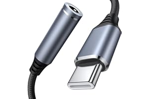 OUMIDA Adaptateur USB C Jack vers Casque Femelle 3,5mm,câble Audio de Type C vers auxiliaire,Compatible avec16 Pro Max Plus 15 Galaxy S24 S23 S20 Ultra,iPad Pro 2021/2020/2018,Google Pixel 9 (Gris-1 Pack)